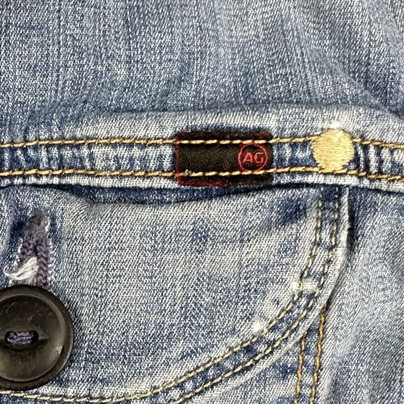 VTG Adriano Goldschmied AG Jean Jacket Womens L Blue The Essential Denim Trucker - Picture 3 of 16